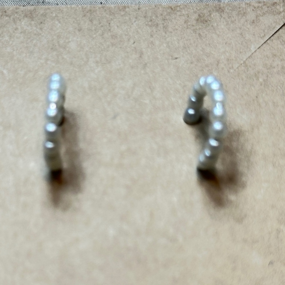 2/$15 Pearl “C” Shape Earrings. Silver tone post back. - Picture 6 of 6